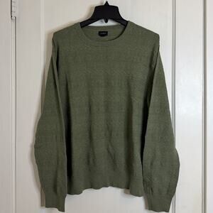 J Crew Sweater Mens M Green 100% Cotton Guernsey Stitch Knit Pullover Crewneck